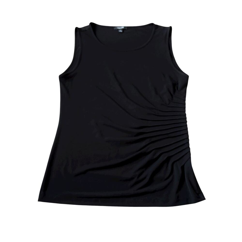 Premise Black Satin Scoop Neck Tank Top Womens Size L